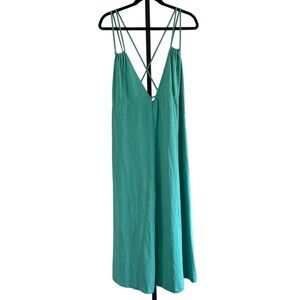 Zara Strappy Midi Dress Sz L Teal Beach Beachy Boho Summer Vacation Sundress‎